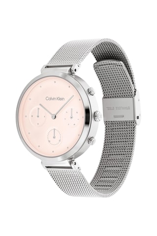 Montre à quartz en acier - Argenté et rose clair