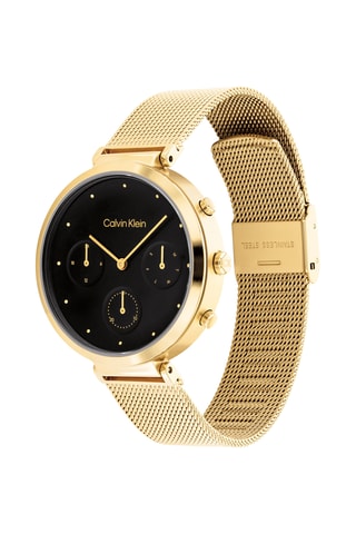 Montre à quartz en acier - Doré et noir