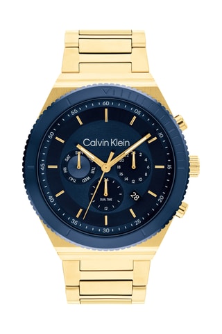Montre à quartz en acier - Doré et bleu marine