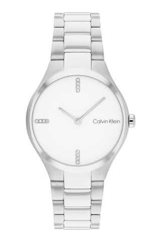 Montre à quartz en acier - Argenté et blanc