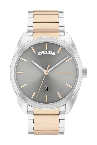 Montre à quartz en acier - Argenté et doré rose