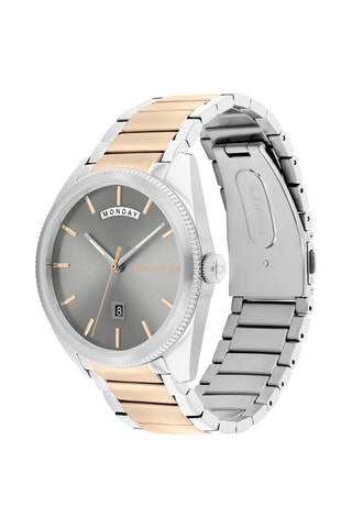 Montre à quartz en acier - Argenté et doré rose