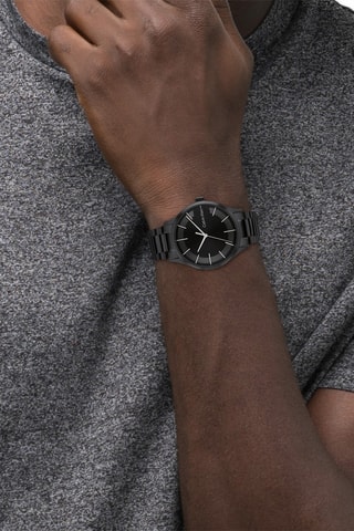 Montre à quartz en acier - Noir