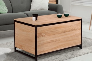 Mesa de centro baú Memphis - Imitação de madeira - 90 x 45 x 55 cm