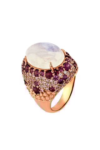 Ring - Zilver Doublé Roségoud, Maansteen en Rhodoliet