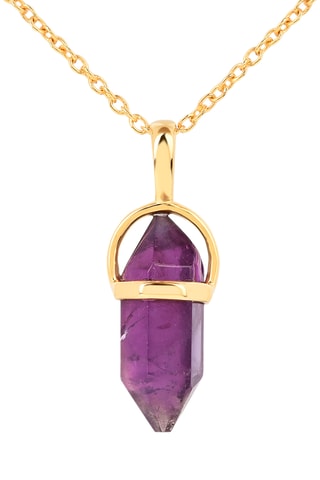 Ketting - Zilver Doublé Geelgoud en Amethist