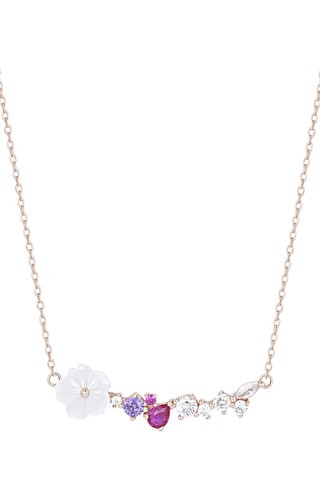 Ketting   Zilver Doublé Geelgoud, Robijn, Parelmoer en Amethist