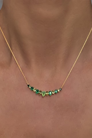 Ketting Zilver Doublé Geelgoud, Onyx en Peridoot