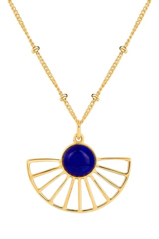 Ketting - Zilver Doublé Geelgoud en Lapis-lazuli