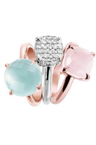 Set van 3 Ringen Zilver, Doublé Roségoud en Zirkonia