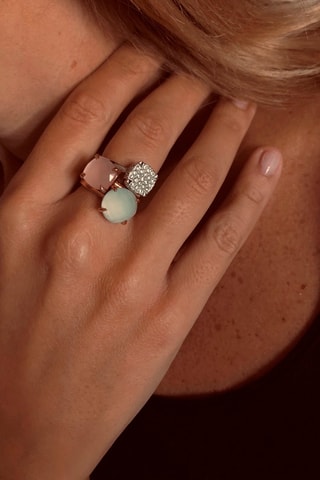 Set van 3 Ringen Zilver, Doublé Roségoud en Zirkonia