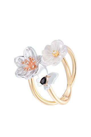 Ring - Zilver, zilver doublé geelgoud, Zilver Doublé Roségoud en Parelmoer