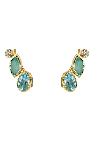 Oorbellen - Zilver Doublé Geelgoud, Topazen en Chalcedonen