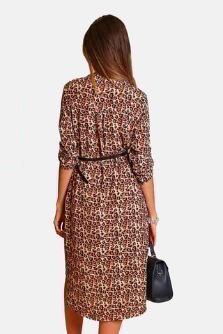 Vestido midi - Castanho e bege