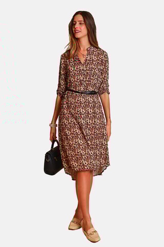 Vestido midi - Castanho e bege