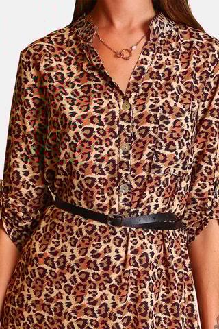 Vestido midi - Castanho e bege