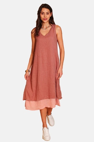 Vestido em linho - Rosa