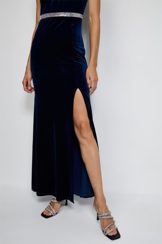 Vestido comprido - Azul-noite