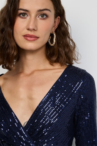 Vestido comprido - Azul-noite
