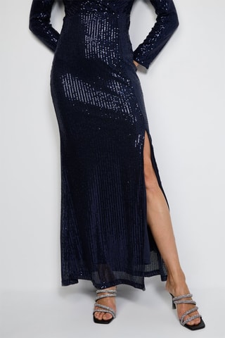 Vestido comprido - Azul-noite