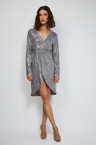 Vestido semi-comprido - Prateado