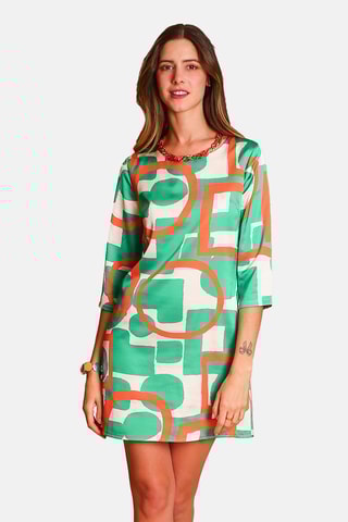 Vestido direito em seda 
Verde