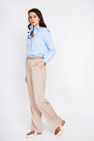 Camisa larga em linho - Azul-celeste