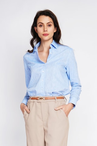Camisa larga em linho - Azul-celeste