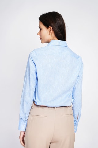 Camisa larga em linho - Azul-celeste