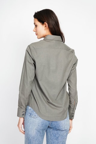 Camisa larga em linho - Caqui