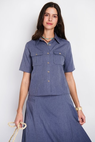 Camisa em linho - Azul