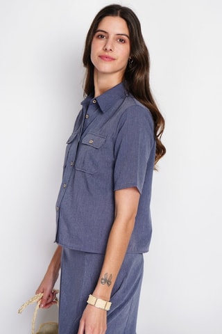 Camisa em linho - Azul