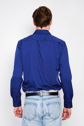 Camisa direita em bambu - Azul-marinho