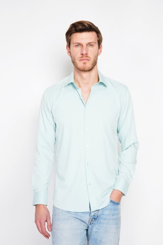 Camisa direita em bambu - Verde-água