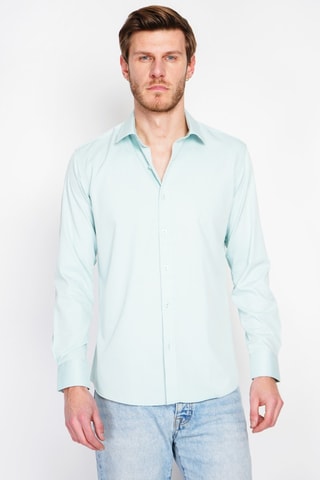 Camisa direita em bambu - Verde-água
