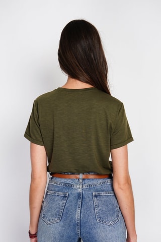 T-shirt em linho - Caqui