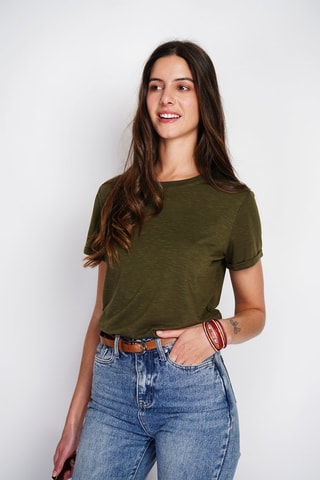 T-shirt em linho - Caqui