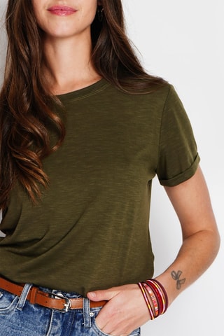 T-shirt em linho - Caqui