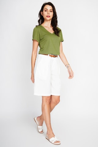 Bermudas direitas em linho - Branco