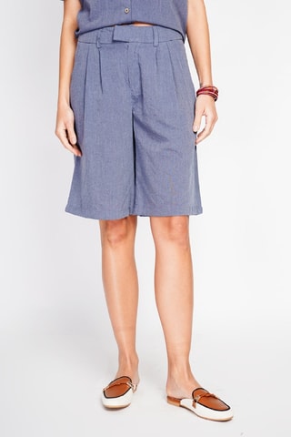 Bermudas direitas em linho - Azul