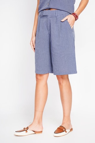 Bermudas direitas em linho - Azul