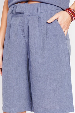 Bermudas direitas em linho - Azul