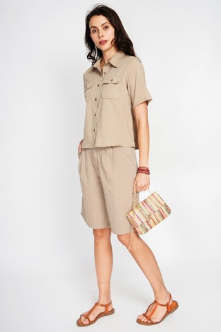 Bermudas direitas em linho - Camel