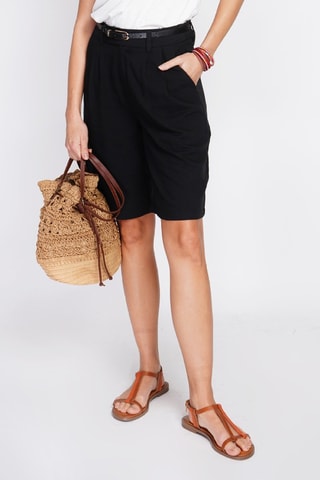 Bermudas direitas em linho - Preto