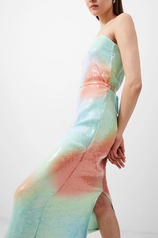 Strapless Jurk Carwen - Lichtblauw en Oranje