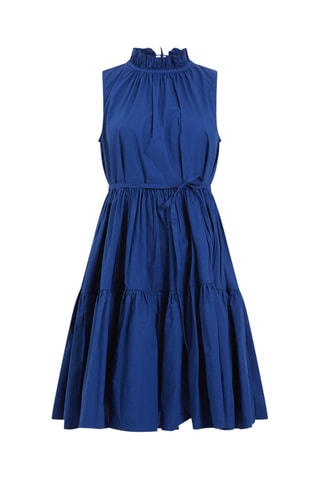 Vestido midi com folhos Rhodes - Azul