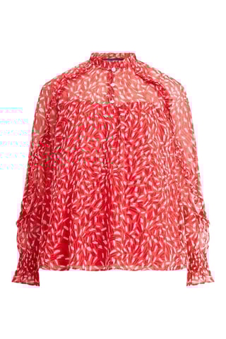 Linnen Top met Ruches Billi - Rood en Wit