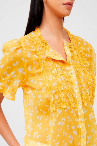 Blouse met Ruches Ruffle - Geel en Wit