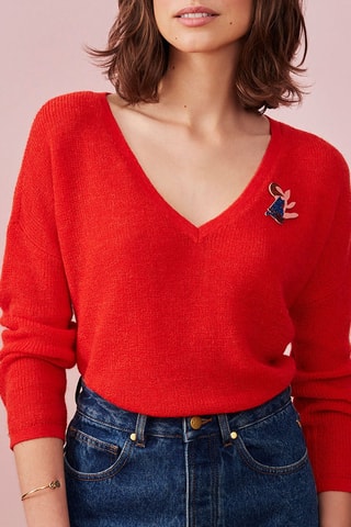 Pull en laine, mohair et alpaga Hibiscus - Rouge