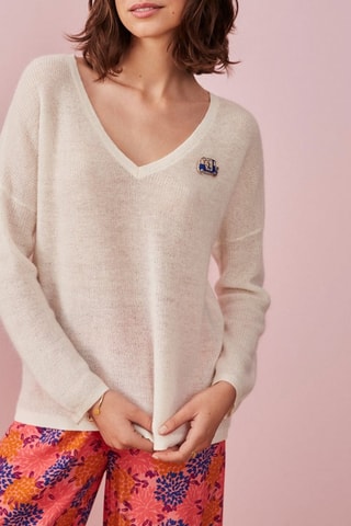 Pull en laine, mohair et alpaga Amirette - Ecru